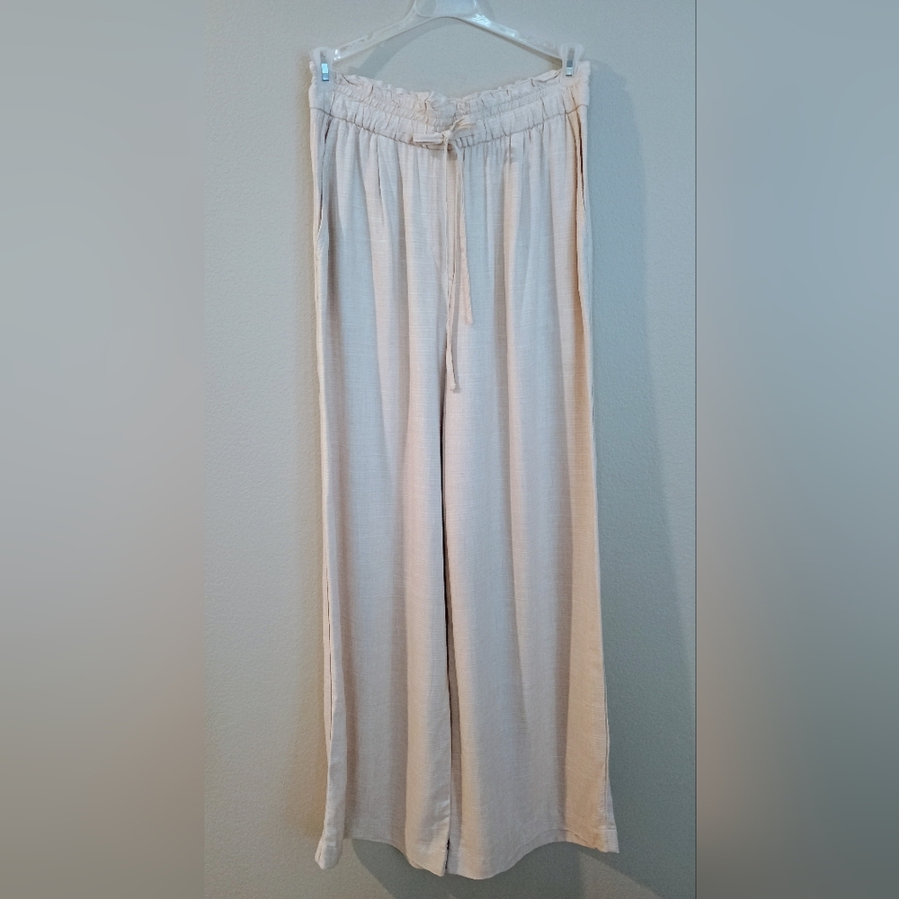 H&M Cream Wide-Leg Drawstring Pants